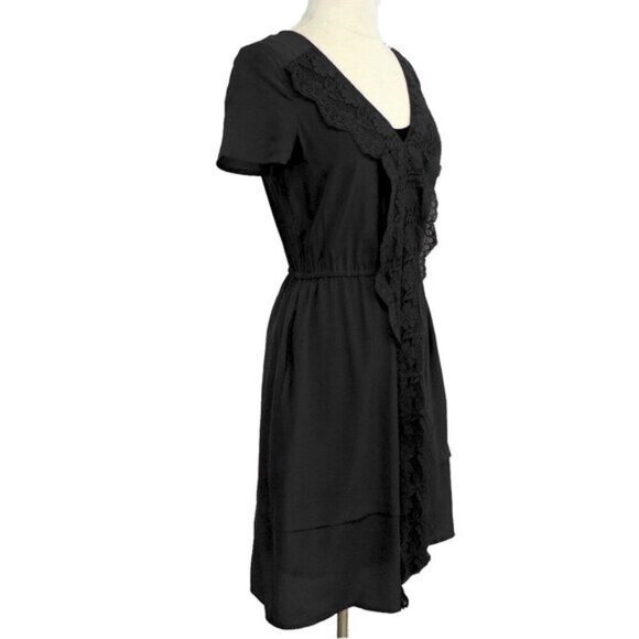 Marc Jacobs Black Silk Slip Mini Dress Lace Trim - Picture 2 of 6